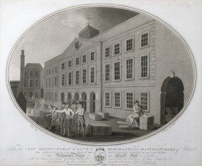 A Perspective View of the Linen Hall in Dublin, plate XII of The Linen Manufactory of Ireland, 1783 by William Hincks